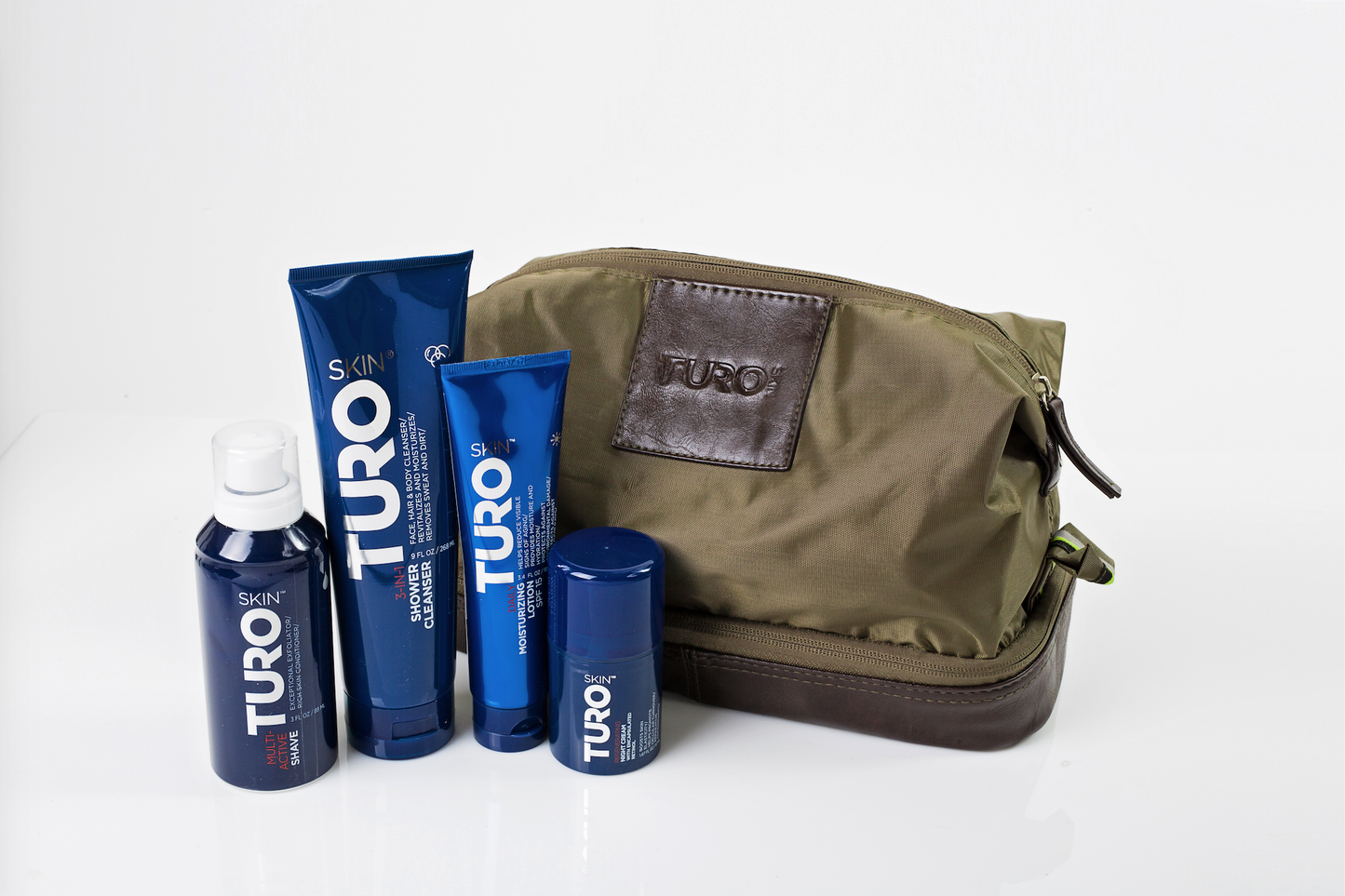TuroSkin™ Refined Grooming Kit – unisex skincare essentials in a sleek travel-ready set for daily cleansing, moisturizing, and grooming