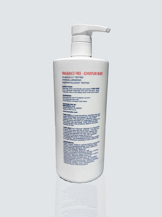 White bottle with pump on a light gray background