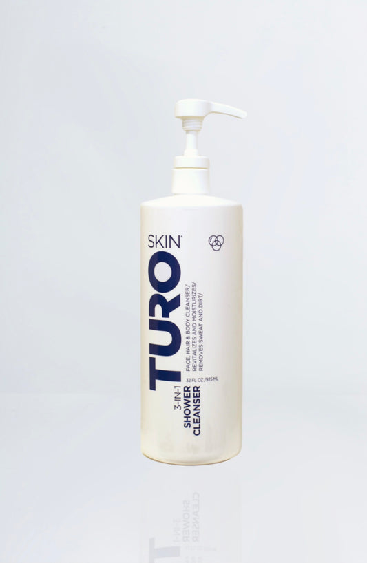 TuroSkin 3-in-1 Shower Cleanser 32 oz bottle – face, body, and hair wash