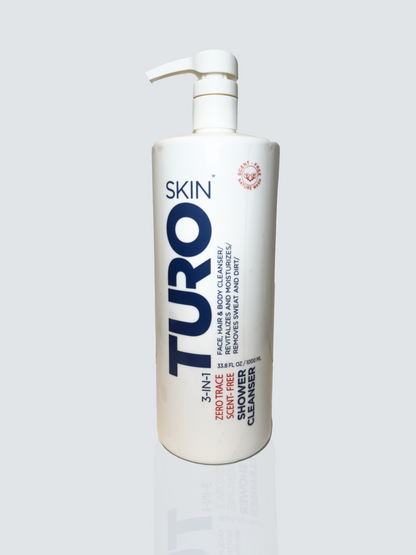 TuroSkin Zero Trace Shower Cleanser bottle for all skin types