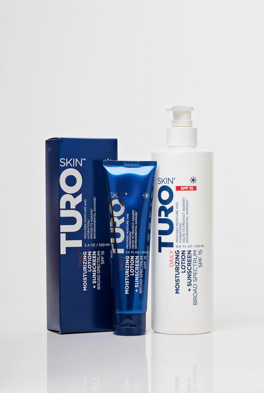 TUROSkin Daily Package - Daily Moisturizing Lotion + Sunscreen BROAD SPECTRUM SPF 15 (UNISEX, VEGAN) Pump & Tube 16.9 FL OZ + 3.4 FL OZ